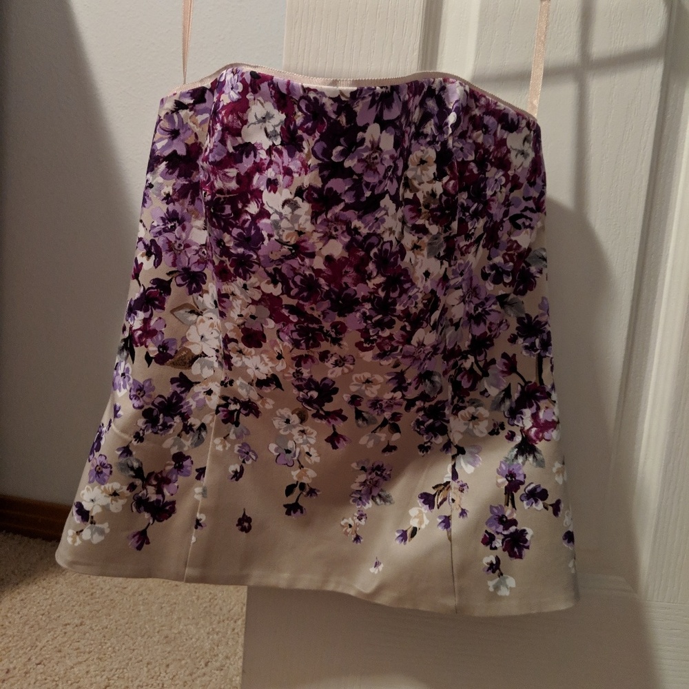 Purple strapless top